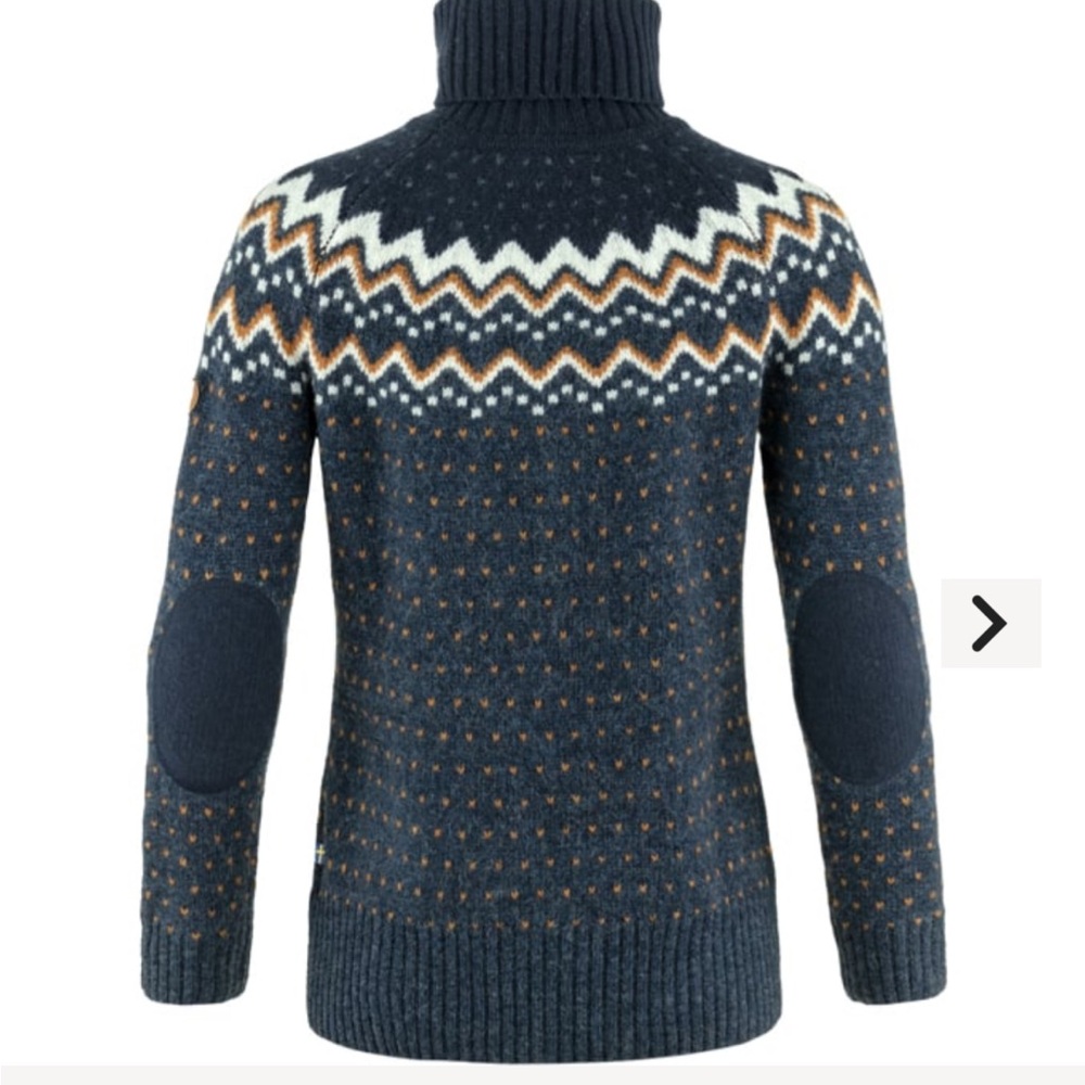 Fjallraven Navy and White Patterned Turtleneck Sweater